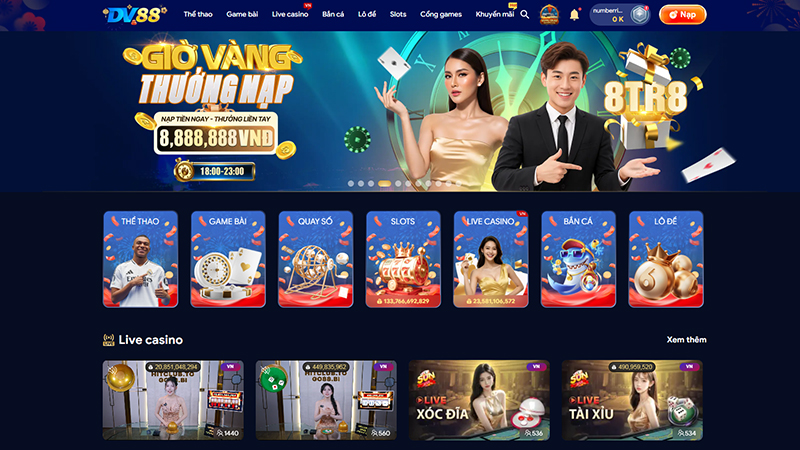 Giao diện tối giản tại nhà cái uy tín nhất Việt Nam DV88